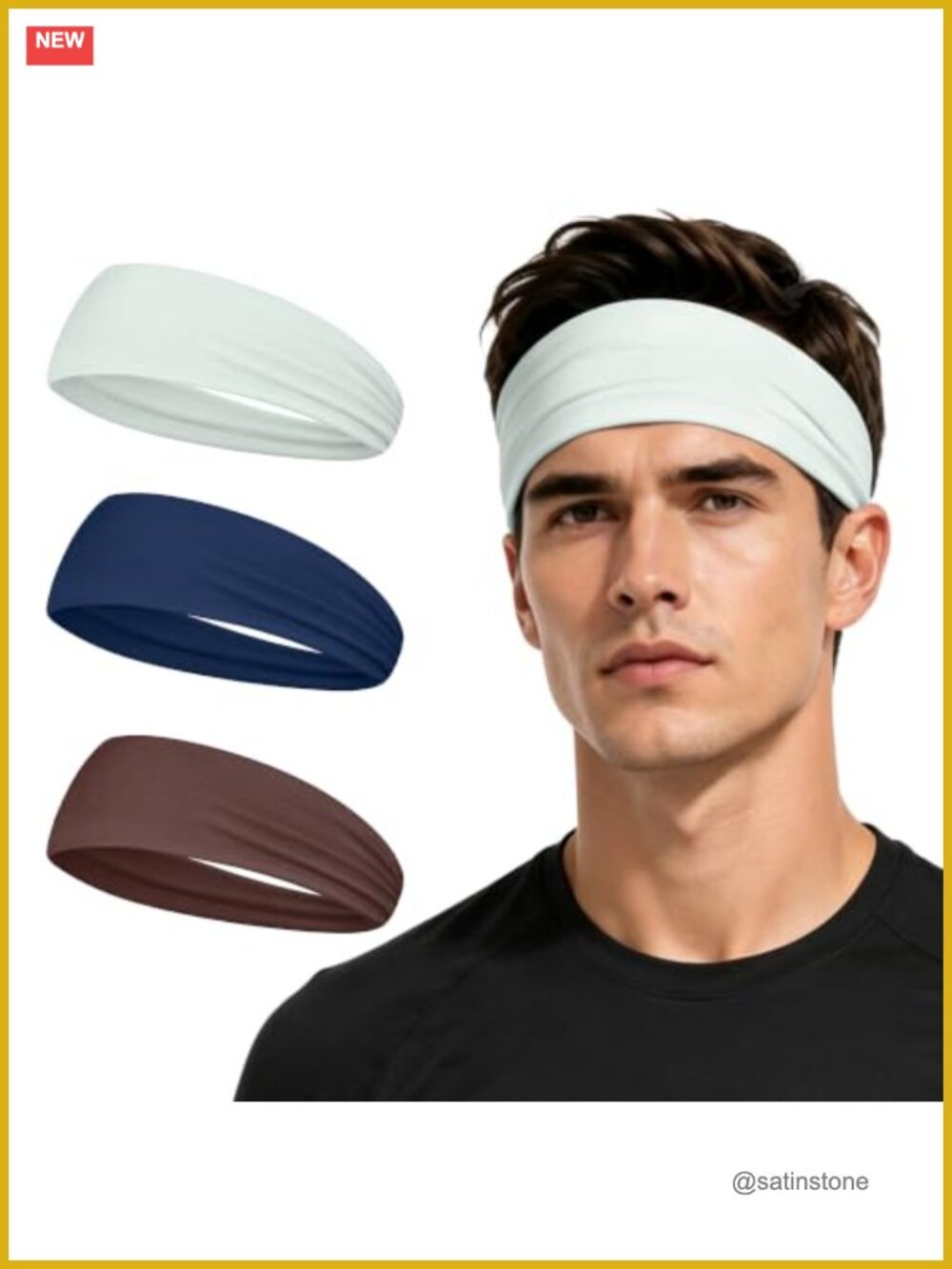 Bamboo Viscose Sports Headbands 3 Pack Moisture Wicking Non Slip Unisex